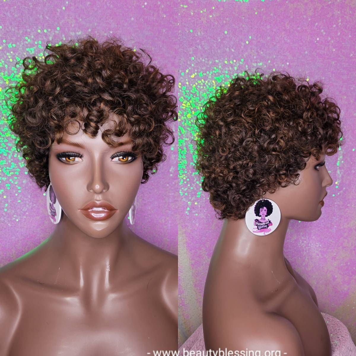 Wig Brazilian Remy Human Hair Pixie Cut Curl Hair Wig Soft - Etsy