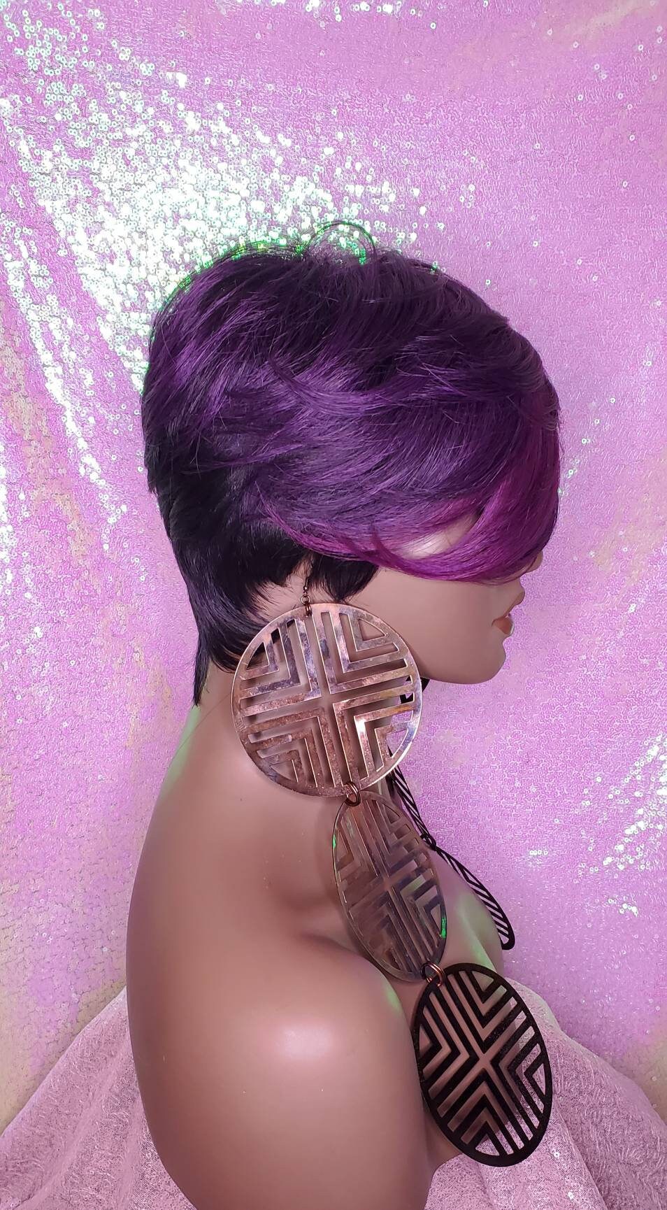 Purple pixie wig sale