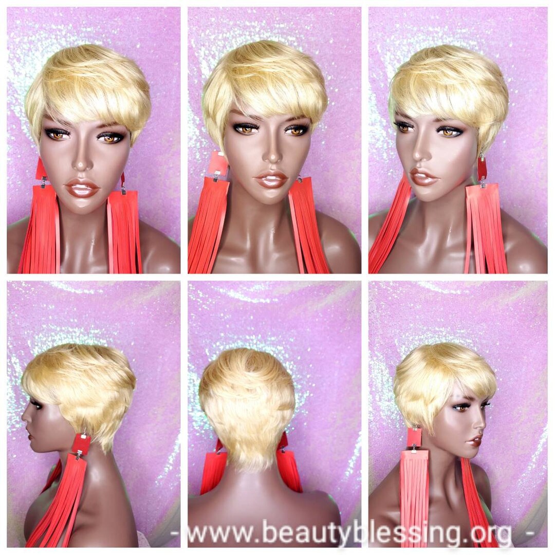 Pixie Cut Straight Boy Cut Wig Brazilian Remy Human Hair Swoop Bang Wig Layered Tapered Cut