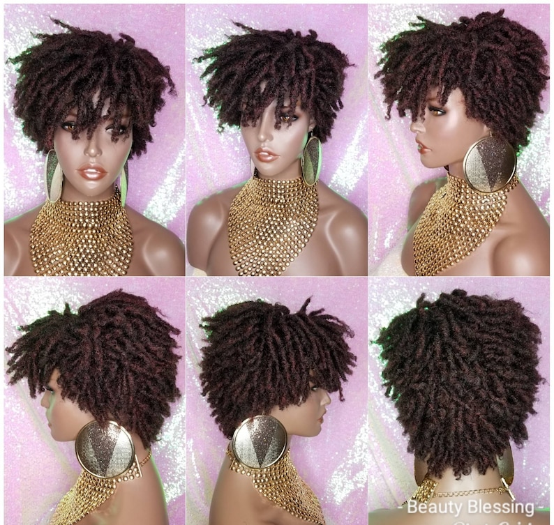 Wig Afrocentric Short Kinky Curly Coil Coily Twist Dread Locks Etsy
