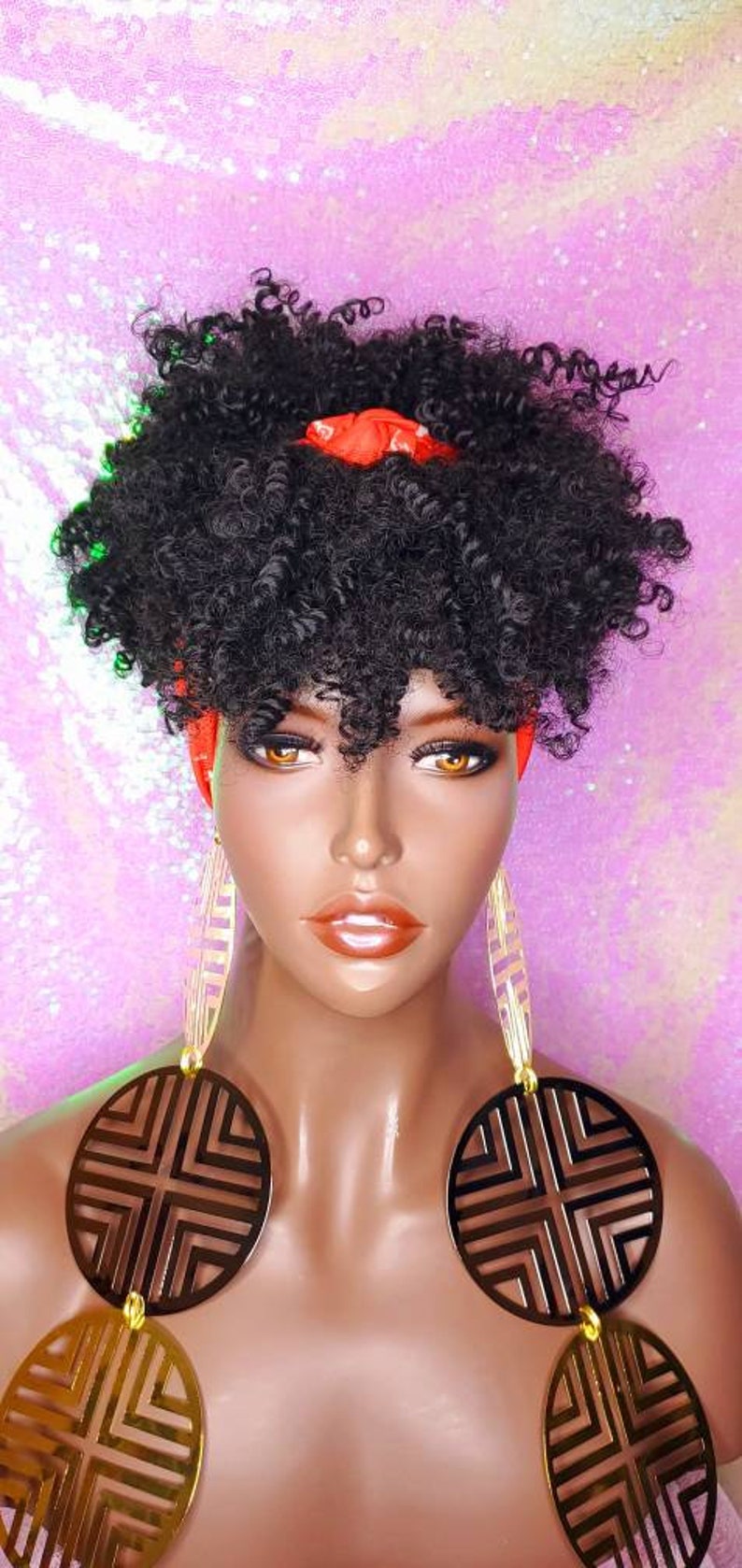 Wig Hair Band Wig Afro Kinky Puff Bangs Wig Afro Curly Hair Etsy