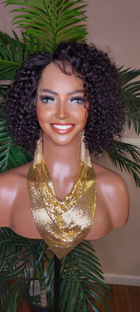 Human hair jerry curl wig top