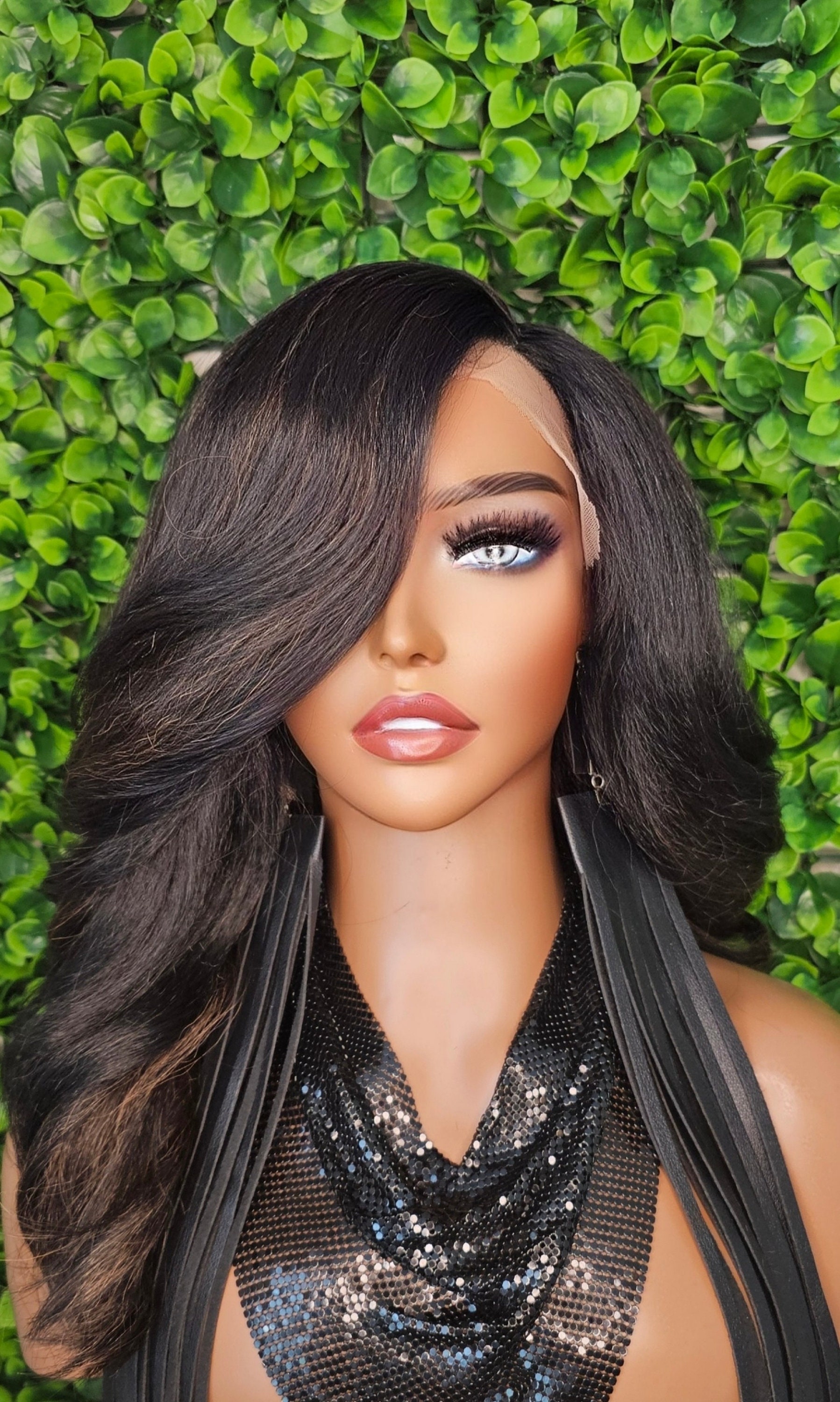 Black Yaki LaceFront Wig 26-30 inches!! Amazon.com : Lovestory 30 Inch Long Straight Synthetic Lace  main image 2
