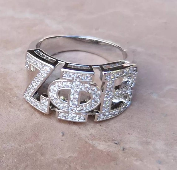 set with CZs Zeta Phi Beta Sterling Silver Ring
