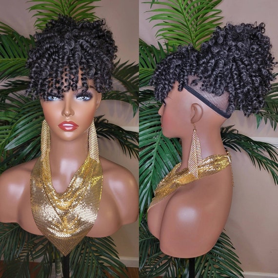 Bang Ponytail Afro Hair Bun and Bang Curly Hair Ponytail 2pc | Etsy