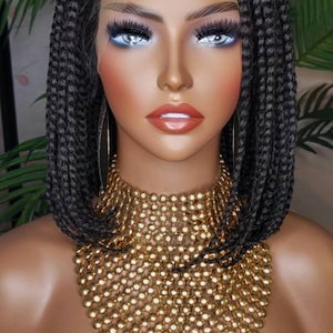 Wig Short Bob Box Braids Bob Lace Wig Flexible Parting Lace Front Wig Small Box Braid Bob Glueless Lace Wig image 9