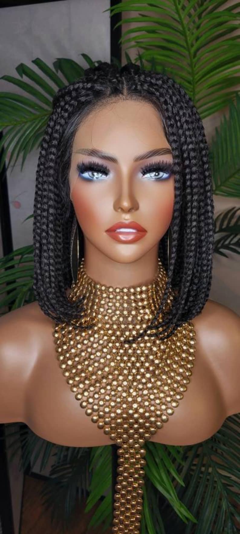 Wig Short Bob Box Braids Bob Lace Wig Flexible Parting Lace Front Wig Small Box Braid Bob Glueless Lace Wig image 9