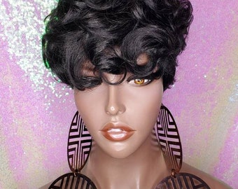Tapered Pixie Curl Wig: Short Mohawk Style