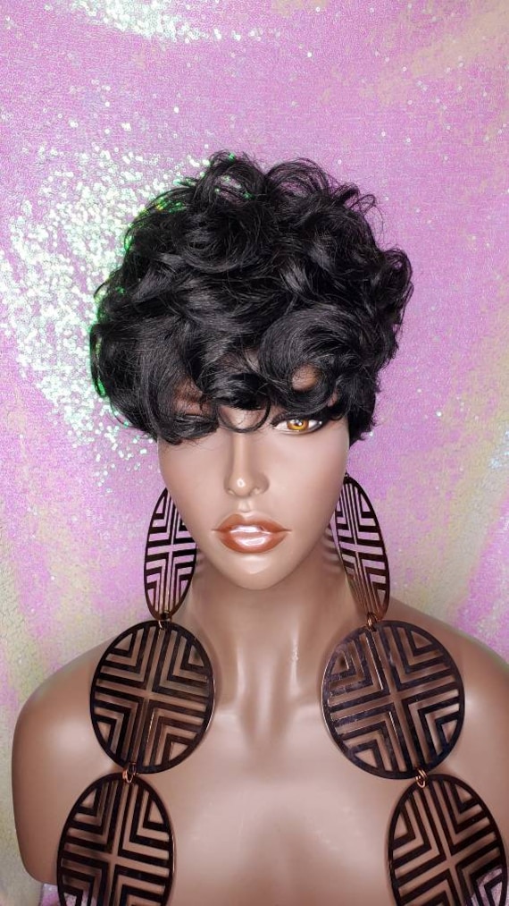Tapered Pixie Curl Wig: Short Mohawk Style - Etsy Hong Kong