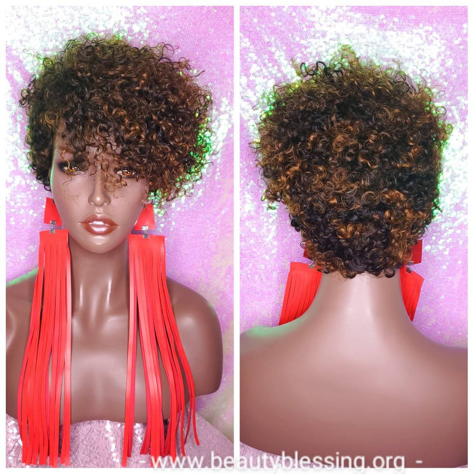 Wig Razor Pixie Cut Corkscrew Straw Curl Hair Wig Short Etsy