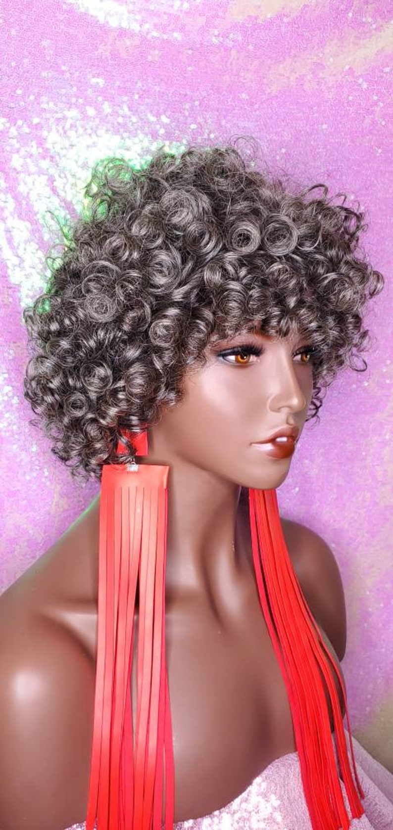 Wig Short Curl Brazilian Remy 100 Human Hair Wig Salt Pepper Etsy