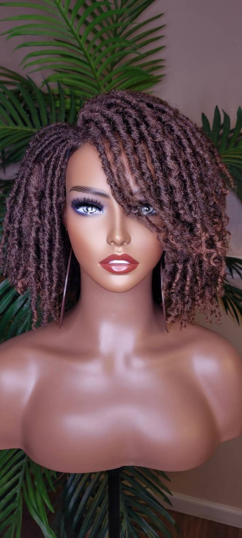 WIG Afro Kinky Twist Dreadlocks Locs Lace Wig Natural Style Locks Hair Lace Part Sisterlocks Natural Hairstyle Wig image 9