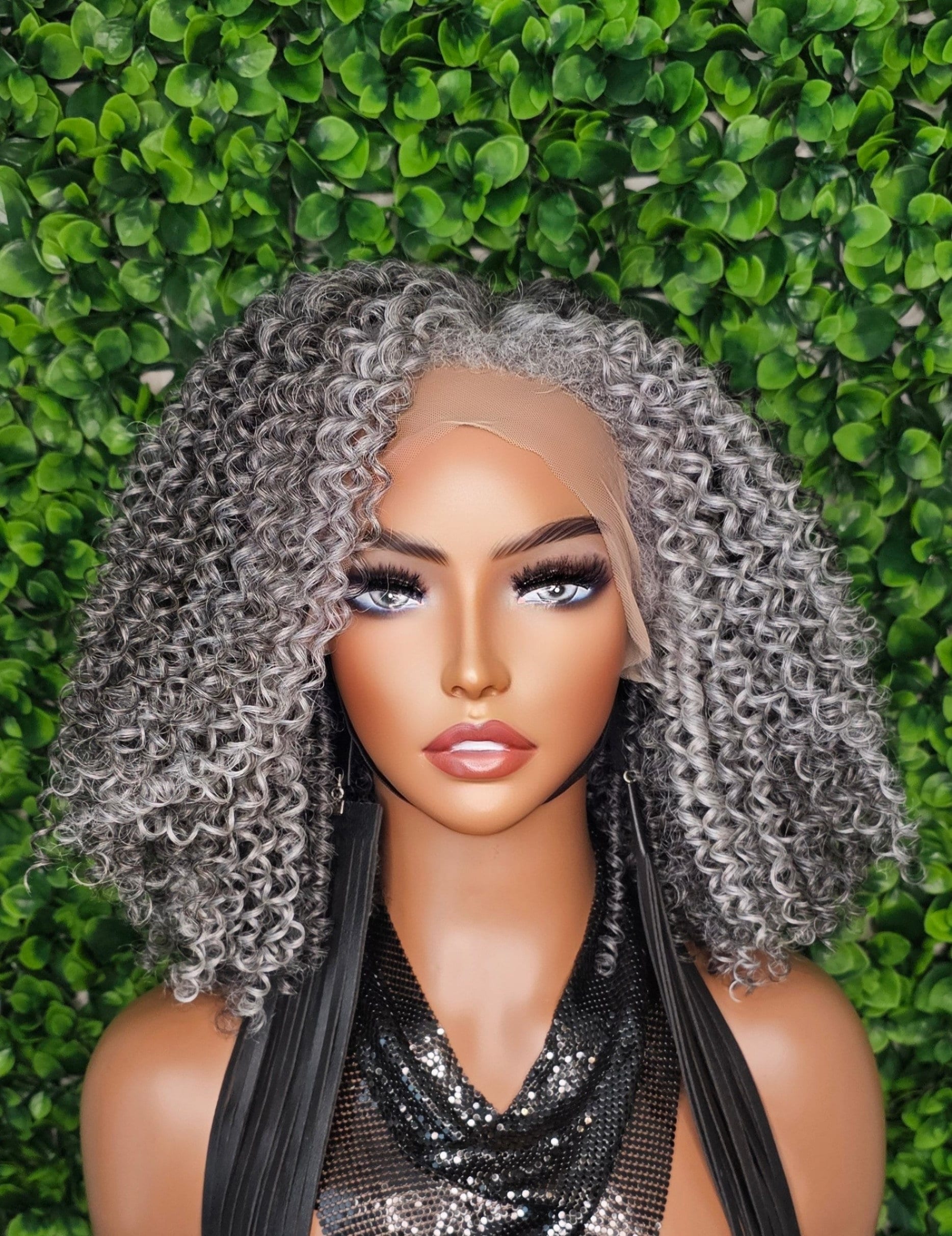 - ?24” SILVER GREY CURLY  LACE FRONT WIG? *NEW* img_3558.jpeg main image 4