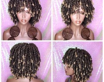 WIG Large Afro Coil Kinky Twist Hair Brown Blonde Twist  Natural Wig Bantu Knots Hairstyle Loose Twist Hair Wig