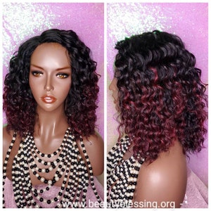 Wig Deep Wave Lace Wig Glueless Pre Cut Lace Wig Ombre Burgundy Wine Hair Wig Wave Hair Wig