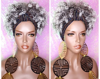 Afro Kinky Puff Long Head Wrap Wig/twist Knotted Headband  display picture 2
