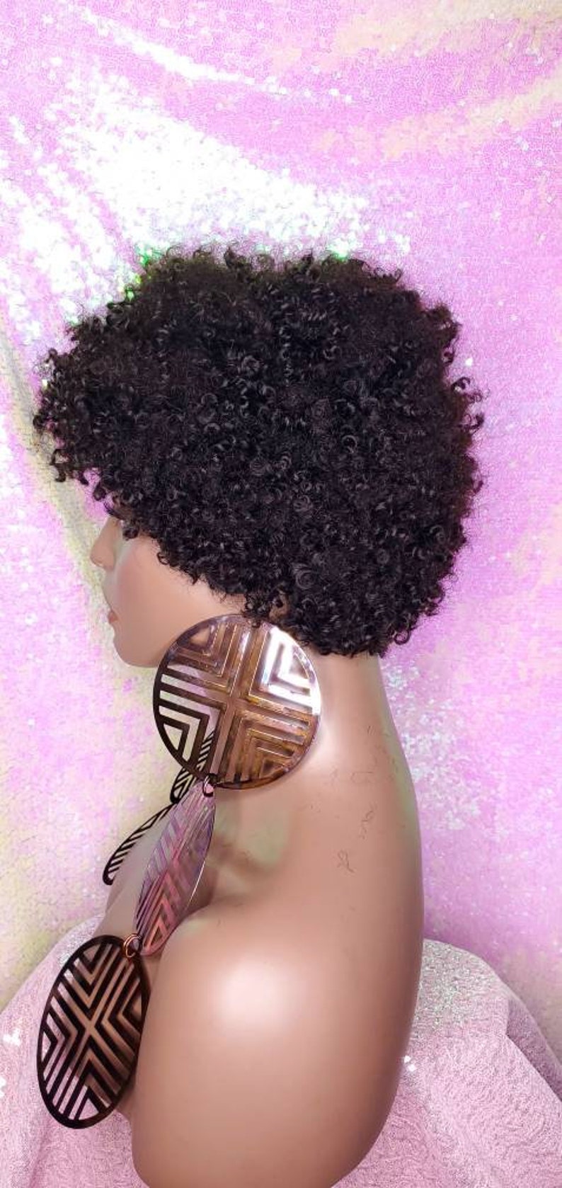 Wig Mongolian Virgin Short Afro Coil Kinky Curl Human Hair Wig Etsy