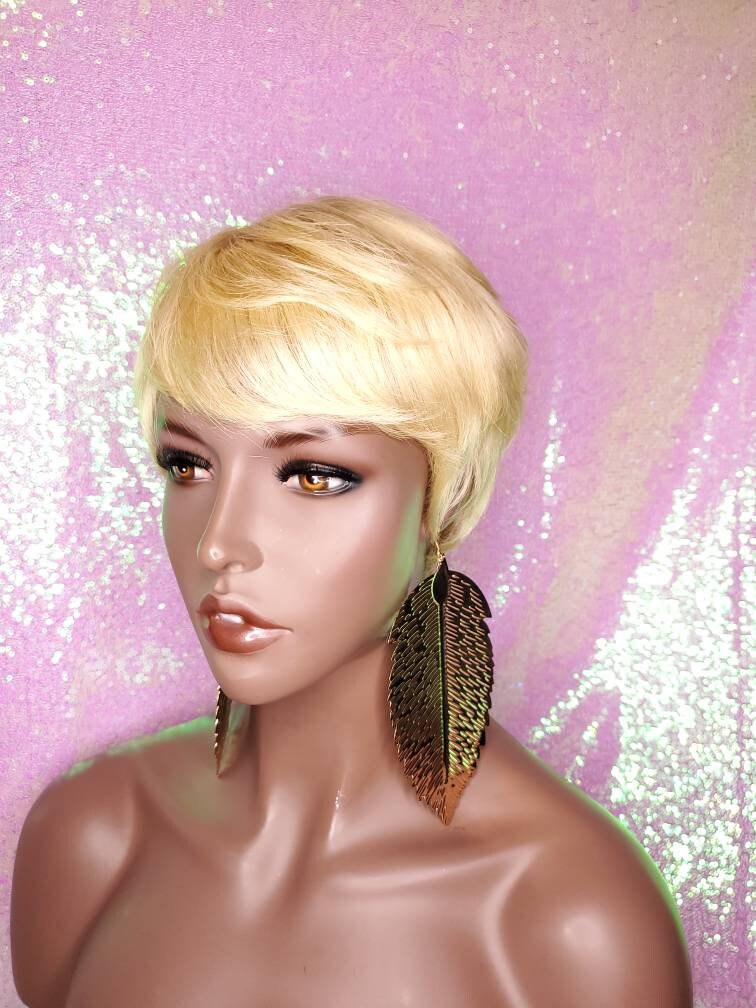 Pixie Cut Remy Human Hair Wig: Glueless Tapered Swoop Bang  display picture 2