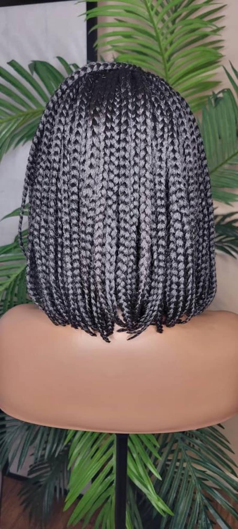 Wig Short Bob Box Braids Bob Lace Wig Flexible Parting Lace Front Wig Small Box Braid Bob Glueless Lace Wig image 5