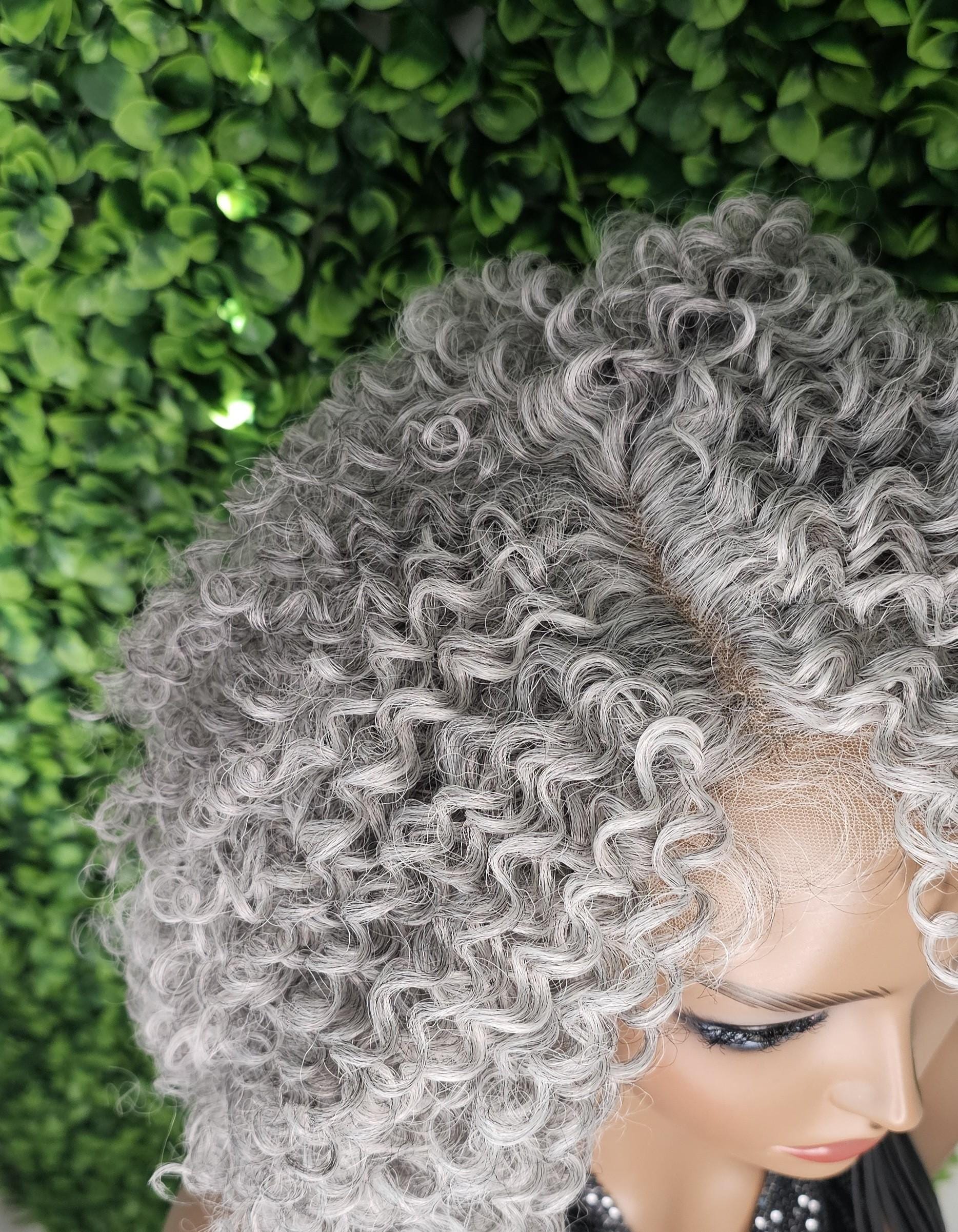 22” GREY KINKY CURKY LACE FRONT WIG? *NWT* Amazon.com: SOKU Afro Kinky Straight Lace Front Grey Wig 20  main image 2