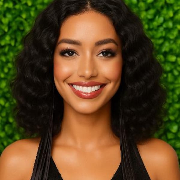 Deep Wave Brazilian Remy Human Hair Wig: Glueless Natural Black Bob