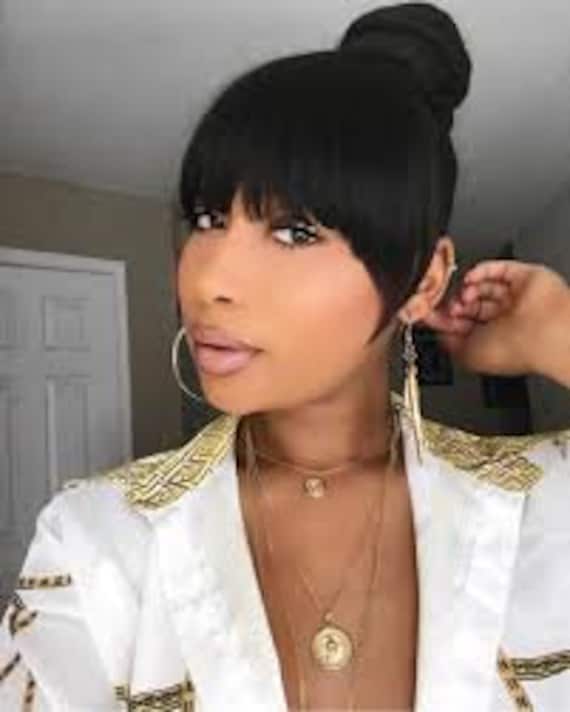 Bundle 2pcs Hair Ponytail Bun And Chinese Bang Set Etsy