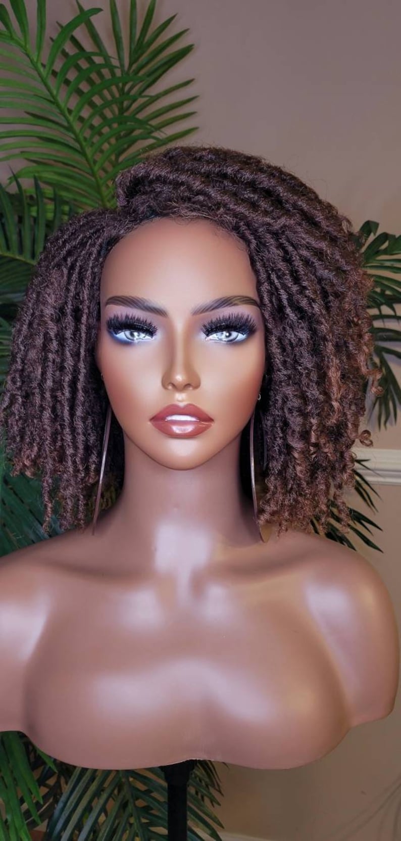 WIG Afro Kinky Twist Dreadlocks Locs Lace Wig Natural Style Locks Hair Lace Part Sisterlocks Natural Hairstyle Wig image 8