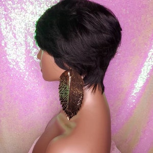 Wig Pixie Cut Indian Remy 100% Human Hair Wig Razor Cut Swoop - Etsy