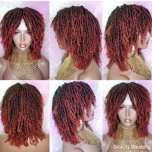 WIG Soft Kinky Twist Natural Style Full Cap Hair Dread lock Sister Loc Wig Ombre Autumn Red Plum Burgundy Auburn Strawberry Blonde Hair Wig