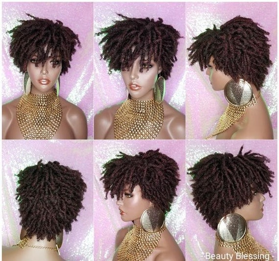 Wig Afrocentric Short Kinky Curly Coil Coily Twist Dread Lock Etsy