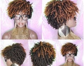 Wig Afrocentric Short Afro Kinky Coily Twist Coil Dread Lock Natural Style Wig Ombre Brown Copper Blonde Hair Wigs Etsy UK