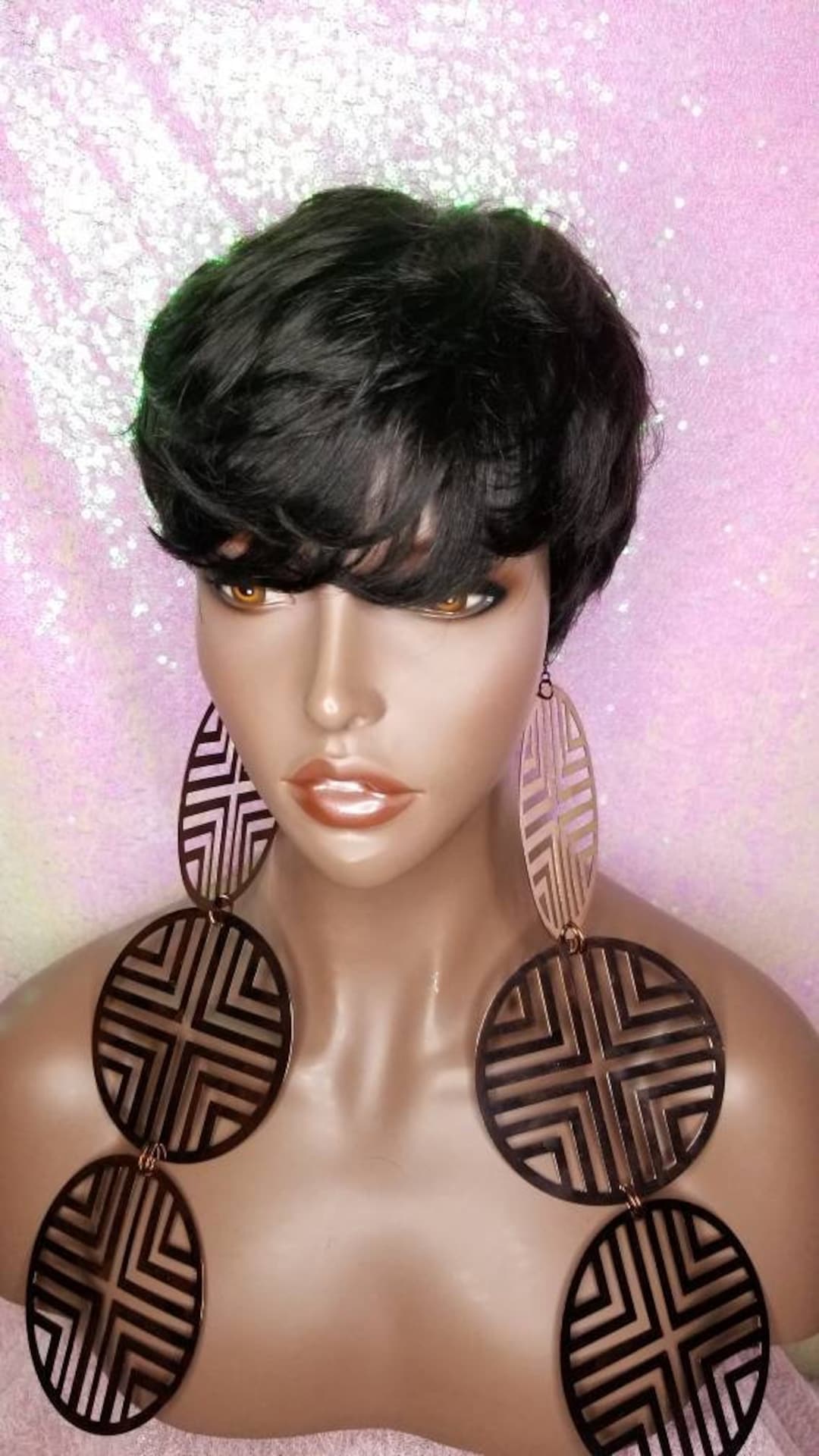 Razor Cut Pixie Wig: Peruvian Remy Human Hair, Swoop Bang  display picture 3