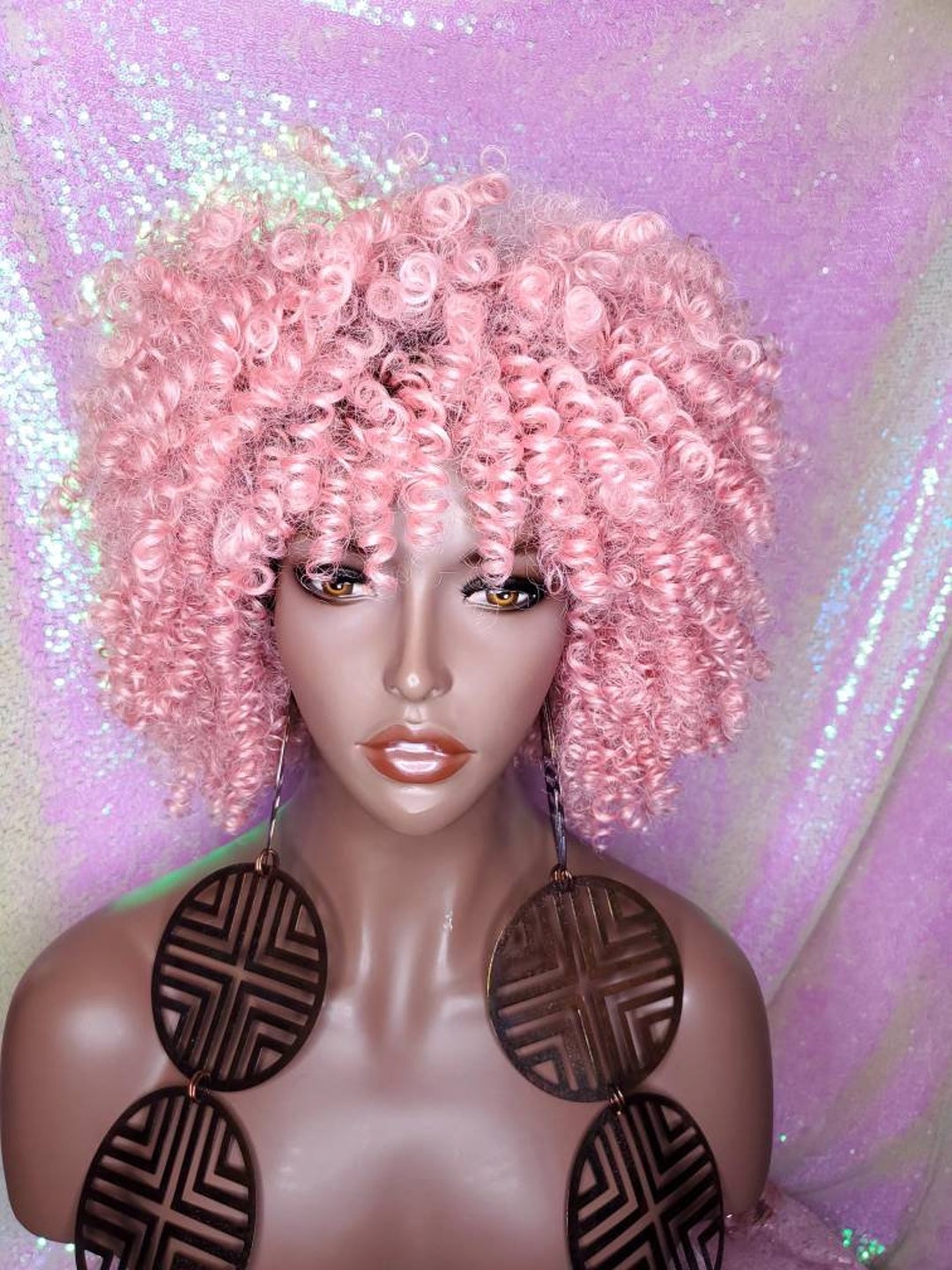 Perruque Afro Rose Fluo Adulte