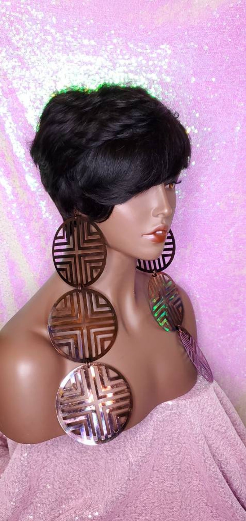WIG Peruvian Remy 100 Human Hair Short Style Pixie Razor