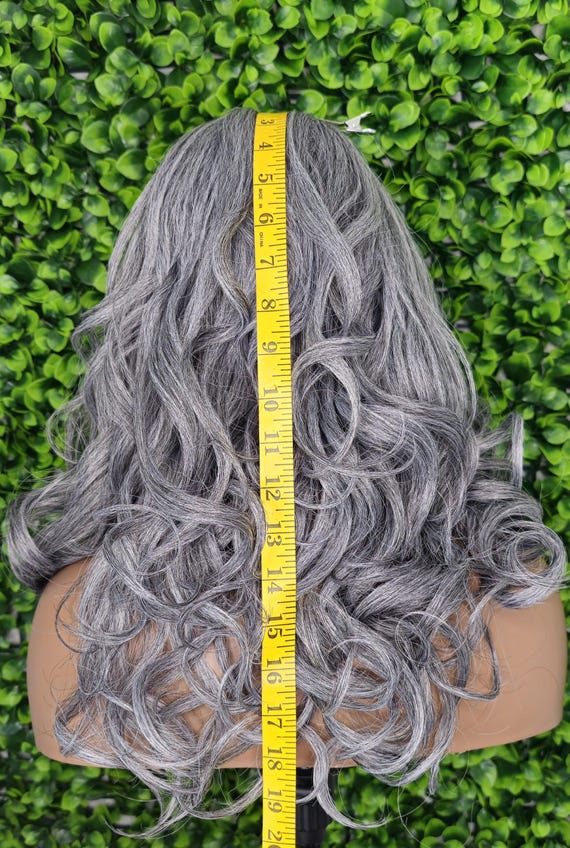 Glueless HD Lace Front Wig: Salt Pepper Gray #44 Synthetic Hair