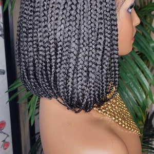 Wig Short Bob Box Braids Bob Lace Wig Flexible Parting Lace Front Wig Small Box Braid Bob Glueless Lace Wig image 4