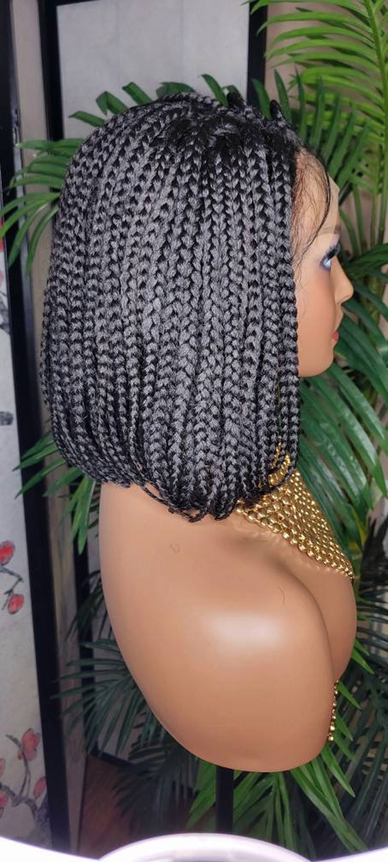 Wig Short Bob Box Braids Bob Lace Wig Flexible Parting Lace Front Wig Small Box Braid Bob Glueless Lace Wig image 4