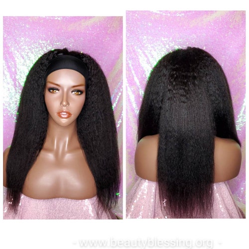 Headband Wig Indian Remy 100% Human Hair Coarse Yaki Kinky - Etsy Headband Wig Indian Remy 100% Human Hair Coarse Yaki Kinky - Etsy