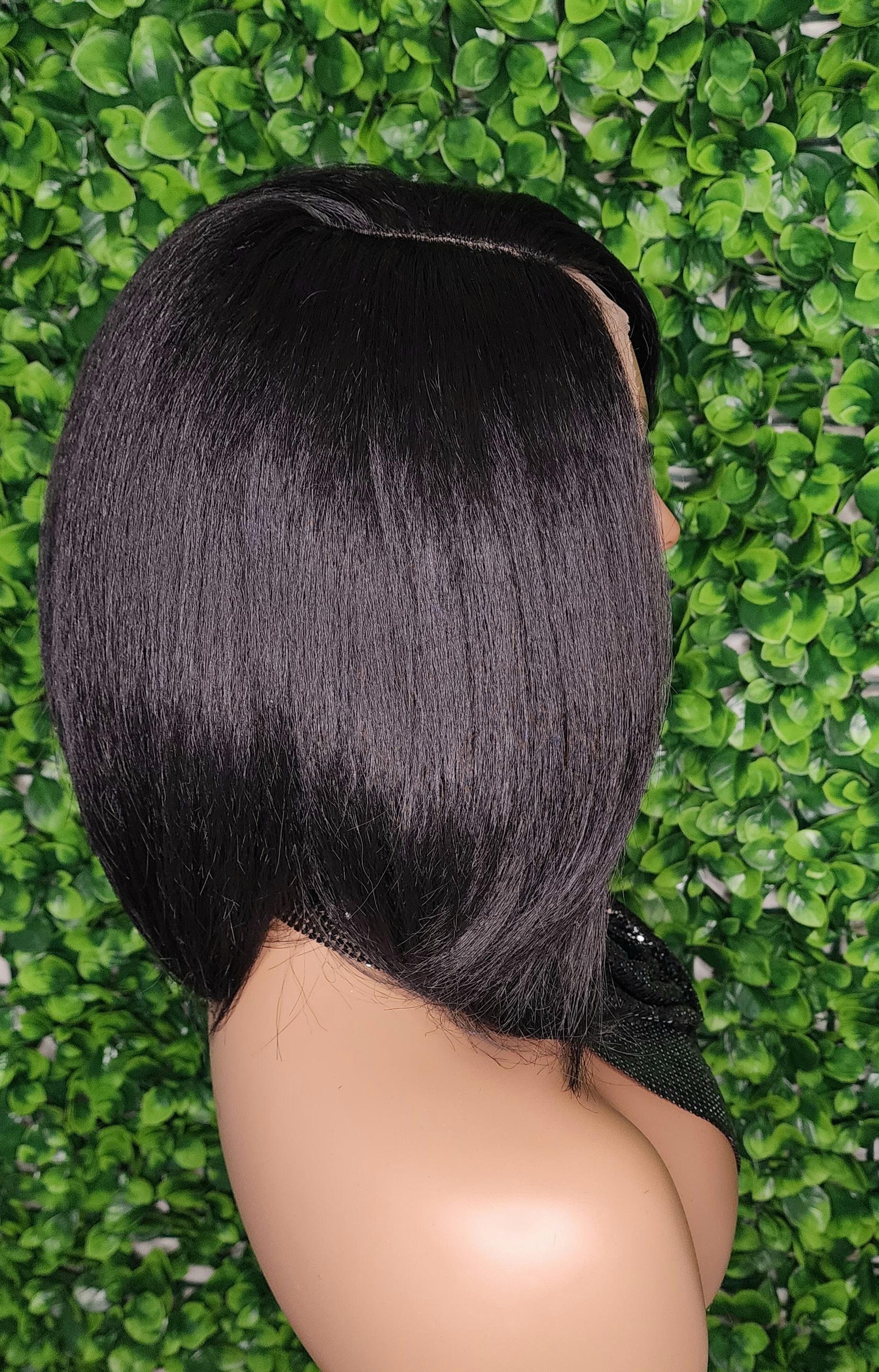 Swoop Bang Bob Wig: Yaki Texture, Glueless Lace Front - Etsy
