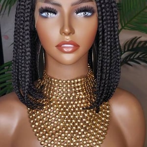 Wig Short Bob Box Braids Bob Lace Wig Flexible Parting Lace Front Wig Small Box Braid Bob Glueless Lace Wig image 8