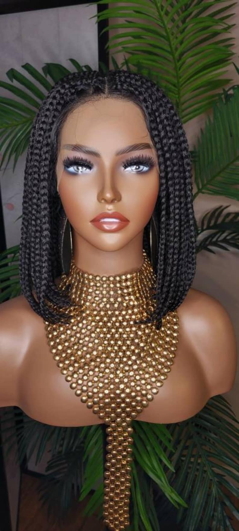 Wig Short Bob Box Braids Bob Lace Wig Flexible Parting Lace Front Wig Small Box Braid Bob Glueless Lace Wig image 8