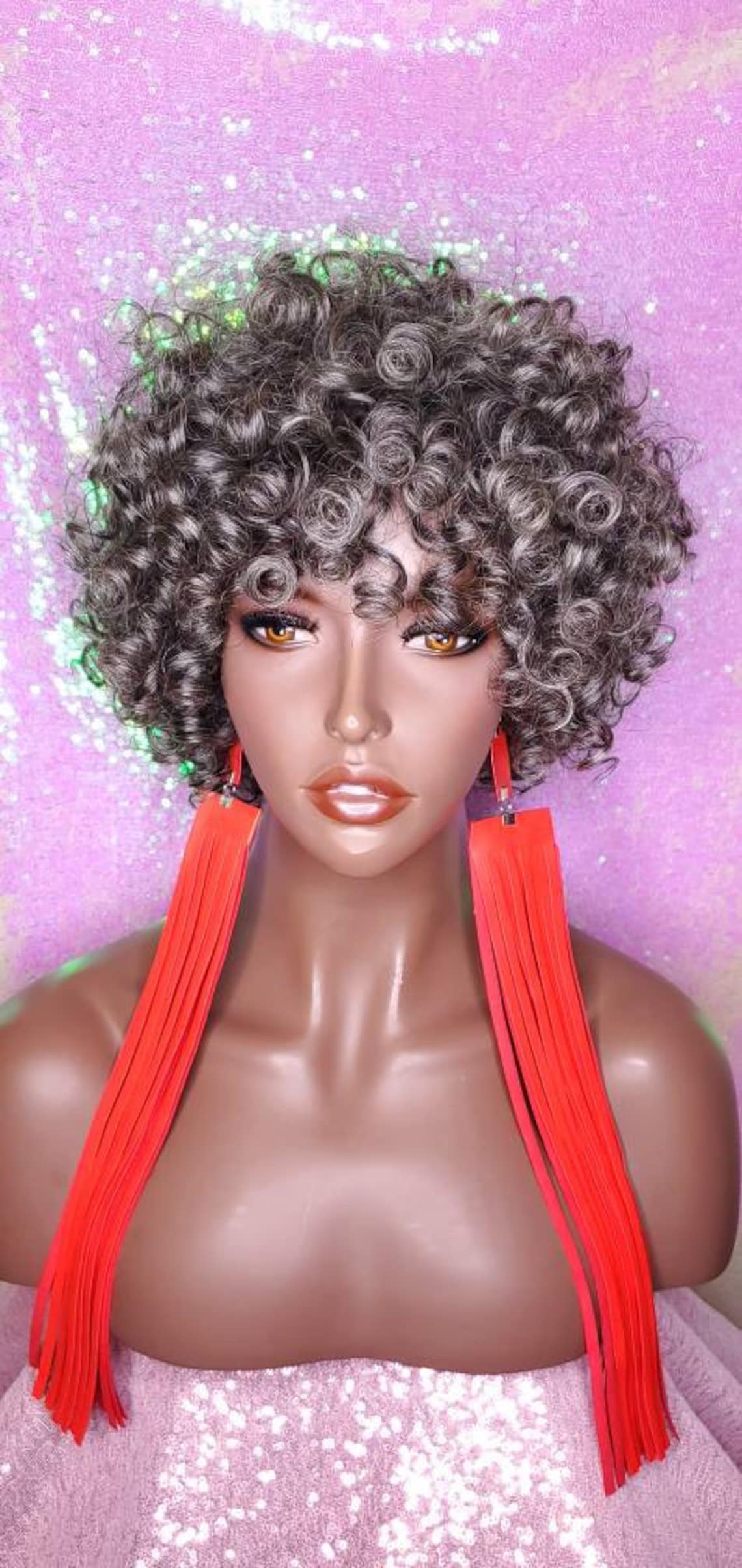 Wig Short Curl Brazilian Remy 100 Human Hair Wig Salt Pepper Etsy