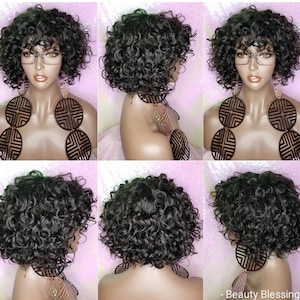 Wig Short Loose Curl Bob Style Brazilian Remy 100% Human Hair Full Cap Women Wig Curly Hair