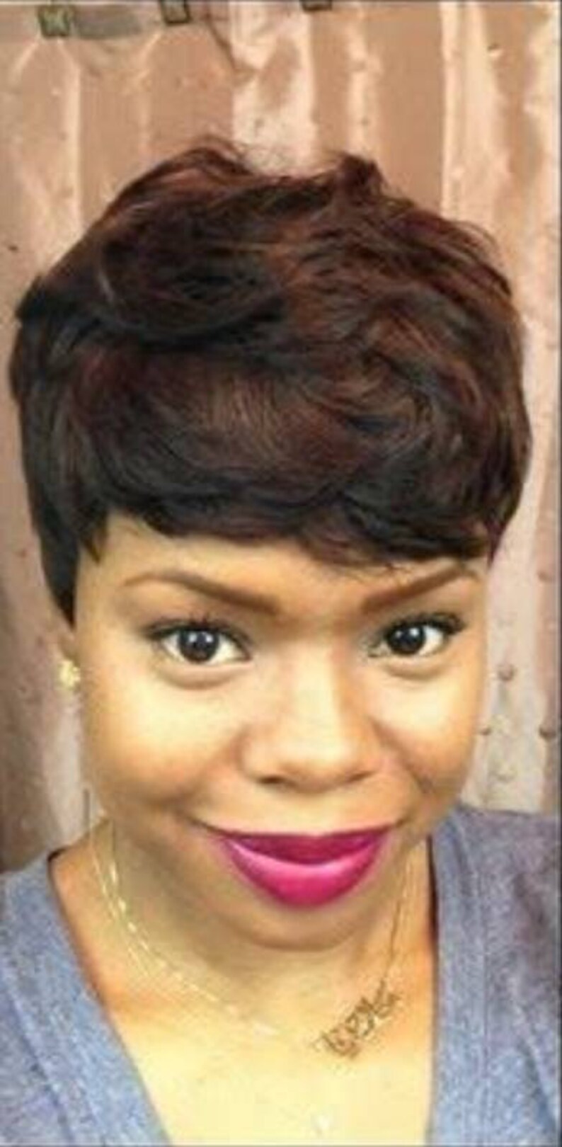 WIG Salt and Pepper Gray Hair Pixie Cut Brazilian Remy Human Etsy