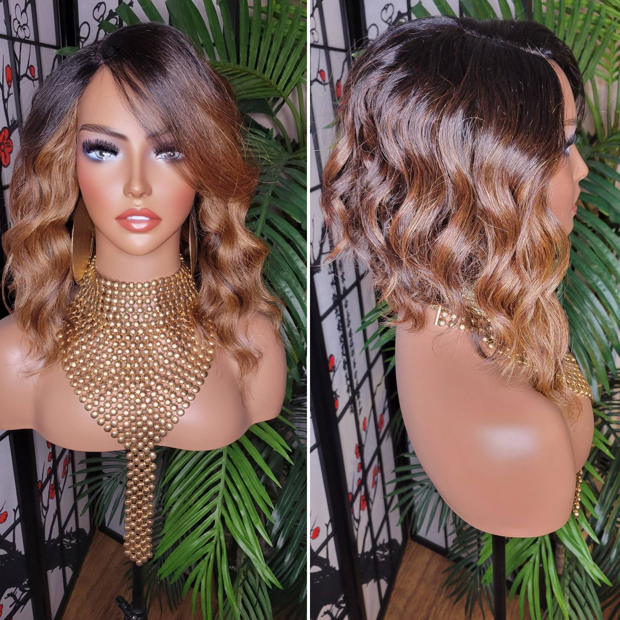 Blonde asymmetrical bob online wig