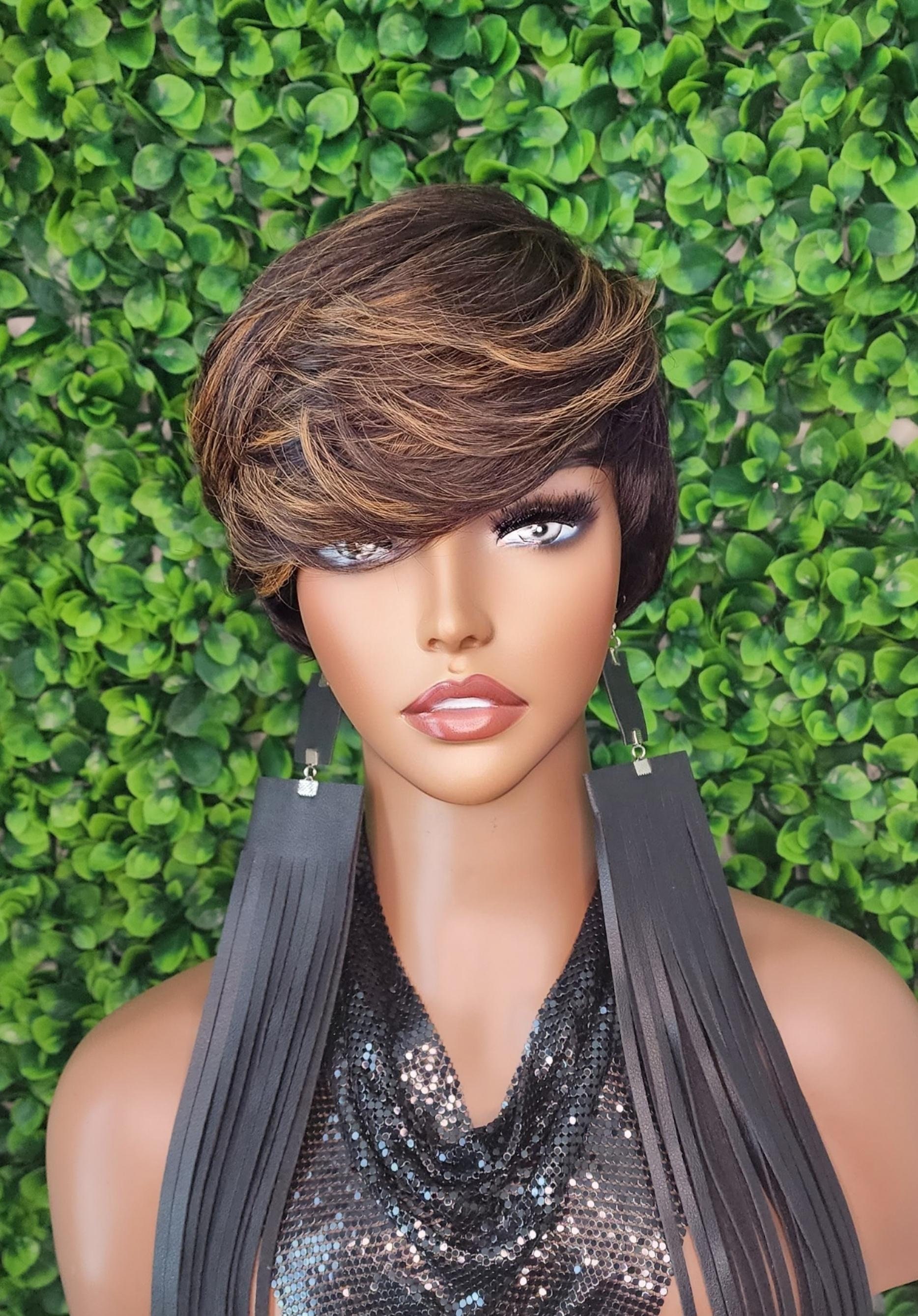 100% Human hair strawberry  long pixie cut wig
Han Pixie Cut 100% Human Hair Wigs None Lace Wig Machine Made  main image 2