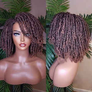 WIG Afro Kinky Twist Dreadlocks Locs Lace Wig Natural Style Locks Hair Lace Part Sisterlocks Natural Hairstyle Wig Brown/Auburn(pictur)