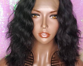 Wig Loose Wave Bob Lace Front Brazilian Remy 100% Human Hair Natural Loose Waves Glueless Lace Wig