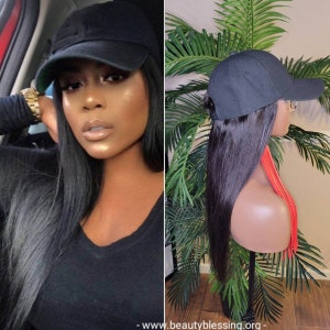 Meiverah Hat Wig Hat With Hair Ponytail 