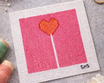 Beginner Needlepoint Canvas Valentines Lollipop
